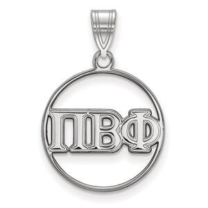 Sterling Silver Pi Beta Phi Medium Circle Greek Letters Pendant